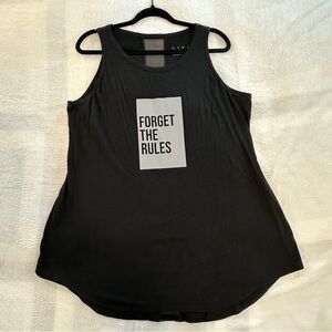 Livi Active Black “Forget The Rules” Tank with Sheer Back Detail, size 14/16